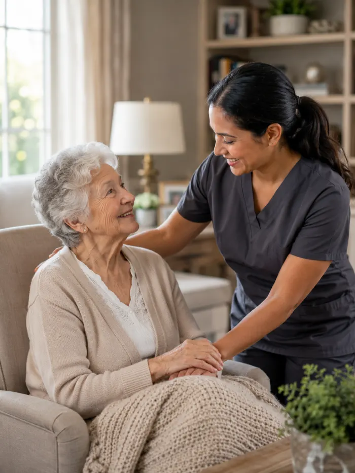 Caregiver with resident at Norah Care Homes