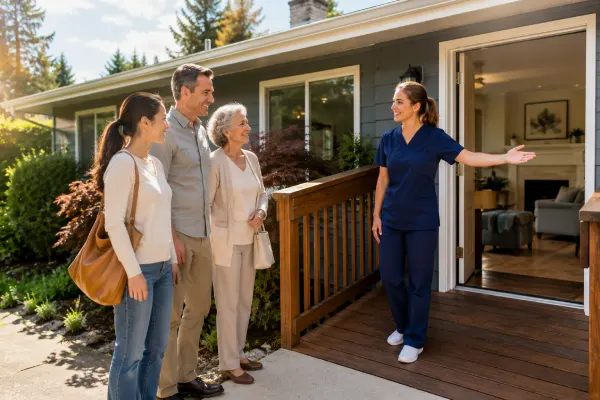 A family touring Norah Care Homes