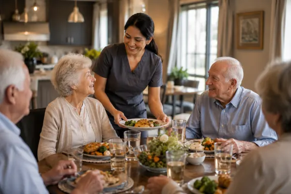 Caregiver providing memory care support