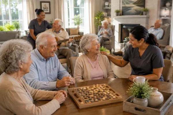 Caregiver providing memory care support